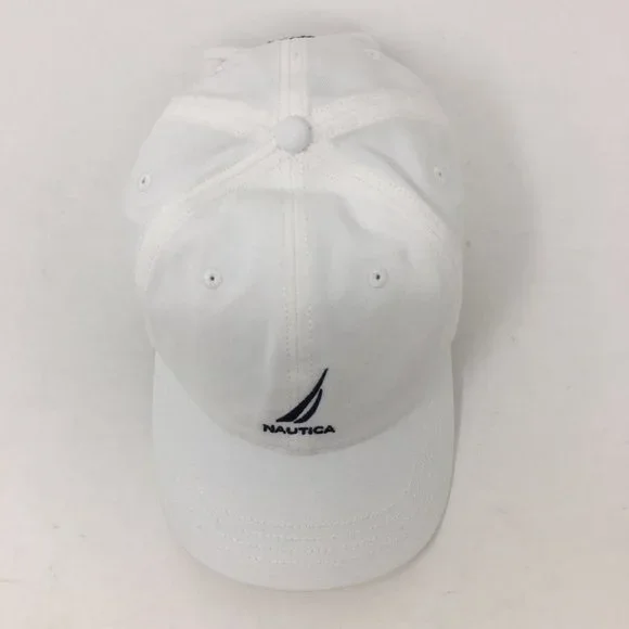 Nautica Mens Baseball Cap White /Dark Navy Strapback 6 Panel Lined Cotton OS New - Picture 5 of 9